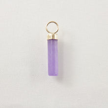 Load image into Gallery viewer, 2186702-14k-Yellow-Gold-Hand-Carved-Tube-Lavender-Jade-Pendant-Necklace