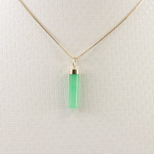 Load image into Gallery viewer, 2186703-14k-Yellow-Gold-Hand-Carved-Tube-Green-Jade-Pendant-Necklace