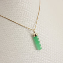 Load image into Gallery viewer, 2186703-14k-Yellow-Gold-Hand-Carved-Tube-Green-Jade-Pendant-Necklace