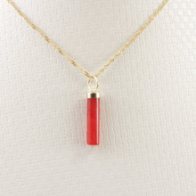 Load image into Gallery viewer, 2186704-14k-Yellow-Gold-Hand-Carved-Tube-Red-Jade-Pendant-Necklace