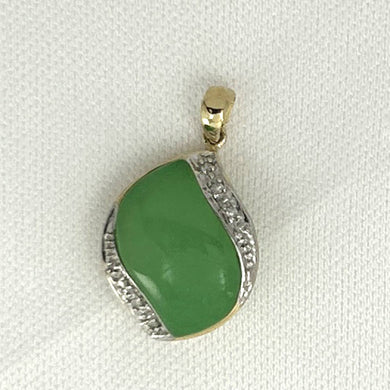 S-Shape Green Jade 14k Gold Pendant