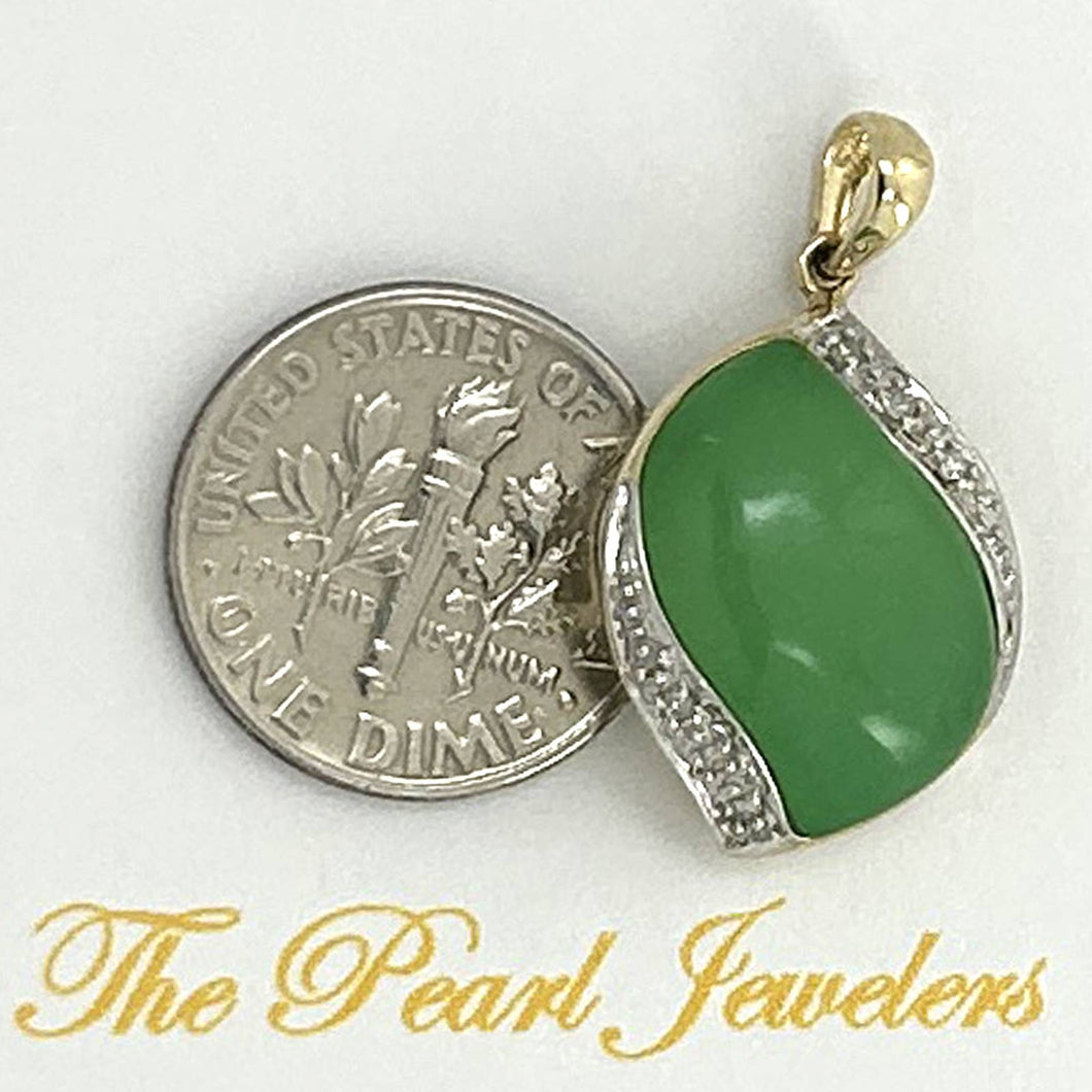 S-Shape Green Jade 14k Gold Pendant
