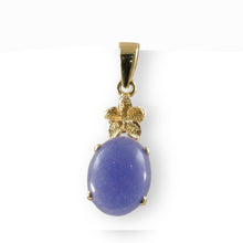 Load image into Gallery viewer, Hawaiian Plumeria Lavender Jade 14k Gold Pendant