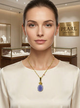 Load image into Gallery viewer, Hawaiian Plumeria Lavender Jade 14k Gold Pendant