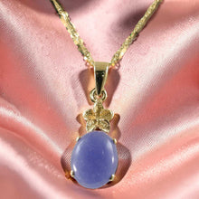 Load image into Gallery viewer, Hawaiian Plumeria Lavender Jade 14k Gold Pendant