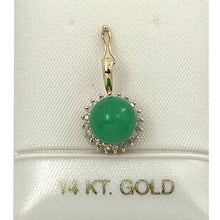 Load image into Gallery viewer, 2189993-14k-Solid-Yellow-Gold-Surrounded-Diamonds-Green-Jade-Pendant