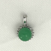 Load image into Gallery viewer, 2189998-14k-White-Gold-Surrounded-Diamonds-Green-Jade-Pendant