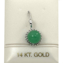 Load image into Gallery viewer, 2189998-14k-White-Gold-Surrounded-Diamonds-Green-Jade-Pendant