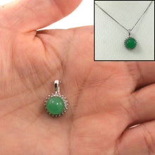 Load image into Gallery viewer, 2189998-14k-White-Gold-Surrounded-Diamonds-Green-Jade-Pendant