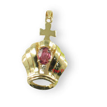 Load image into Gallery viewer, 14k Yellow Gold Crown Ruby &amp; Diamond Pendant