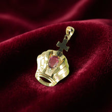 Load image into Gallery viewer, 14k Yellow Gold Crown Ruby &amp; Diamond Pendant