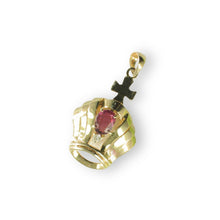 Load image into Gallery viewer, 14k Yellow Gold Crown Ruby &amp; Diamond Pendant