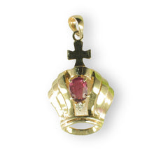 Load image into Gallery viewer, 14k Yellow Gold Crown Ruby &amp; Diamond Pendant