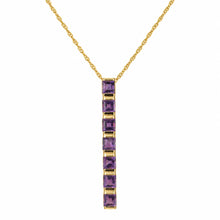 Load image into Gallery viewer, 14K Yellow Gold Amethyst Bar Pendant