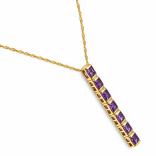 Load image into Gallery viewer, 14K Yellow Gold Amethyst Bar Pendant