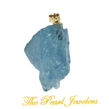 Load image into Gallery viewer, 14K Yellow Gold Baroque Rough Aquamarine Pendant