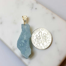 Load image into Gallery viewer, 14K Yellow Gold Large Baroque Rough Aquamarine Pendant