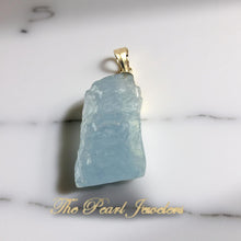 Load image into Gallery viewer, 14K Yellow Gold Large Baroque Rough Aquamarine Pendant