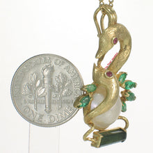 Load image into Gallery viewer, 14K Yellow Gold Mabe Pearl Pendant with Emeralds &amp; Rubies