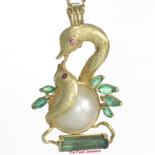Load image into Gallery viewer, 14K Yellow Gold Mabe Pearl Pendant with Emeralds &amp; Rubies