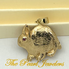 Load image into Gallery viewer, 2400052 HANDCRAFTED UNIQUE DESIGN RABBIT RUBY EYE 14K GOLD PENDANT CHARM