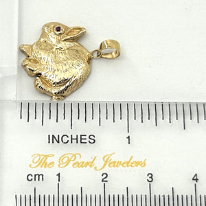 2400052 HANDCRAFTED UNIQUE DESIGN RABBIT RUBY EYE 14K GOLD PENDANT CHARM