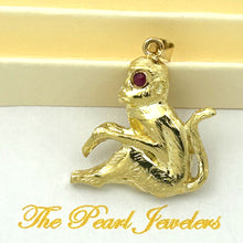 Load image into Gallery viewer, 2400053-Handcrafted-Chinese-Zodiac-Signs-Monkey-Ruby-Eye-14k-Solid-Gold-Pendant