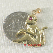 Load image into Gallery viewer, 2400053-Handcrafted-Chinese-Zodiac-Signs-Monkey-Ruby-Eye-14k-Solid-Gold-Pendant