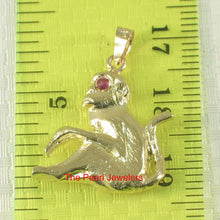 Load image into Gallery viewer, 2400053-Handcrafted-Chinese-Zodiac-Signs-Monkey-Ruby-Eye-14k-Solid-Gold-Pendant