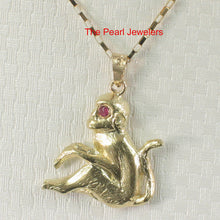 Load image into Gallery viewer, 2400053-Handcrafted-Chinese-Zodiac-Signs-Monkey-Ruby-Eye-14k-Solid-Gold-Pendant