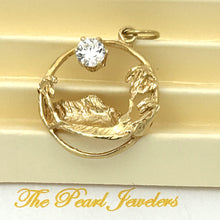 Load image into Gallery viewer, 2400080-14k-Yellow-Gold-Cubic-Zirconia-Hawaiian-Circle-Charm-Pendant