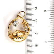 Load image into Gallery viewer, 2400080-14k-Yellow-Gold-Cubic-Zirconia-Hawaiian-Circle-Charm-Pendant