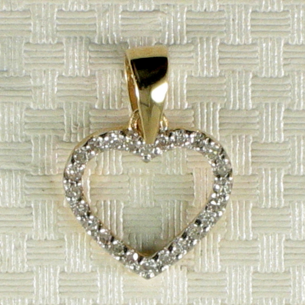 14k Solid Yellow Gold Diamond Love Heart Pendant Necklace