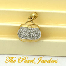 Load image into Gallery viewer, 2400410-14k-Solid-Yellow-Gold-Sparkling-Genuine-Diamond-Purse-Pendant