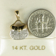 Load image into Gallery viewer, 2400410-14k-Solid-Yellow-Gold-Sparkling-Genuine-Diamond-Purse-Pendant