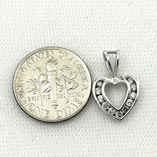 Load image into Gallery viewer, 2400425-14k-Solid-White-Gold-Heart-Channel-Setting-Genuine-Diamond-Pendant