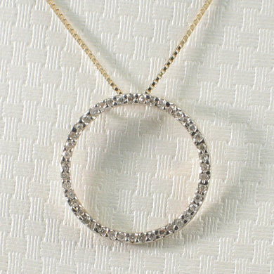 14k Yellow Gold Circle Diamond Pendant Necklace