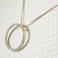 Load image into Gallery viewer, 2400490-Elegant-Beautiful-14k-Solid-Yellow-Gold-Circle-Diamond-Pendant-Necklace