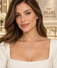 Load image into Gallery viewer, 14k White Gold Circle Diamond Pendant (46 Stones)
