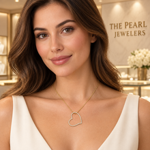 Load image into Gallery viewer, 14k Yellow Gold Heart Diamond Pendant Necklace (58 Stones)