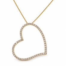 Load image into Gallery viewer, 14k Yellow Gold Heart Diamond Pendant Necklace (58 Stones)