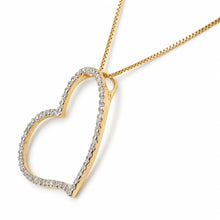 Load image into Gallery viewer, 14k Yellow Gold Heart Diamond Pendant Necklace (58 Stones)