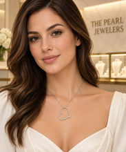 Load image into Gallery viewer, 14k White Gold Heart Diamond Pendant Necklace (58 Stones)