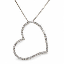 Load image into Gallery viewer, 14k White Gold Heart Diamond Pendant Necklace (58 Stones)