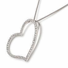 Load image into Gallery viewer, 14k White Gold Heart Diamond Pendant Necklace (58 Stones)