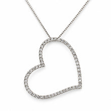 Load image into Gallery viewer, 14k White Gold Love Heart Diamond Pendant Necklace (58 Stones)