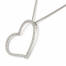 Load image into Gallery viewer, 14k White Gold Love Heart Diamond Pendant Necklace (58 Stones)