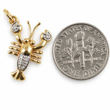Load image into Gallery viewer, 14k Solid Yellow Gold Lobster Diamond Pendant Necklace