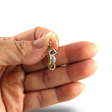 Load image into Gallery viewer, 14k Solid Yellow Gold Seahorse Diamond Pendant Necklace