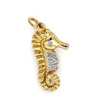 Load image into Gallery viewer, 14k Solid Yellow Gold Seahorse Diamond Pendant Necklace